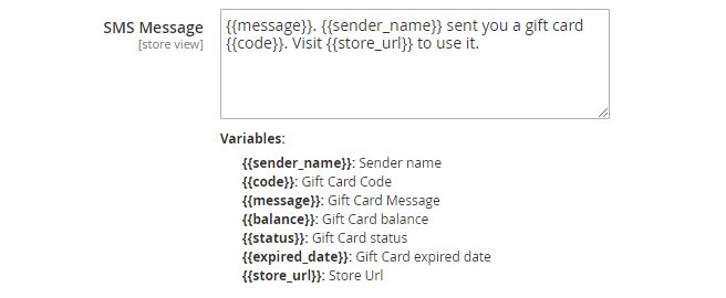 SMS Notification for Gift Card