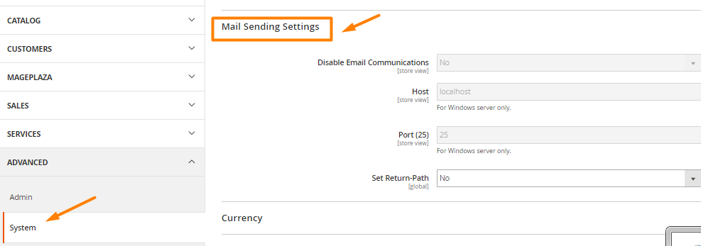 Mail Sending Settings