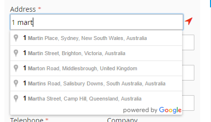google address Autocomplete