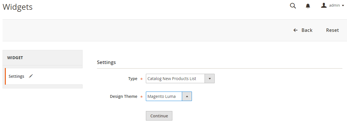 New Products List in Widget
