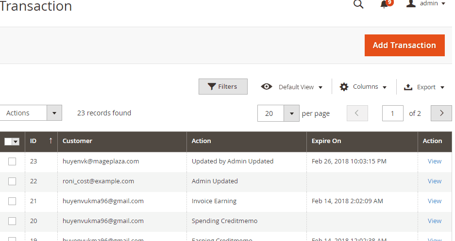 View points transaction