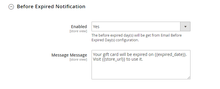 SMS Notification for Gift Card