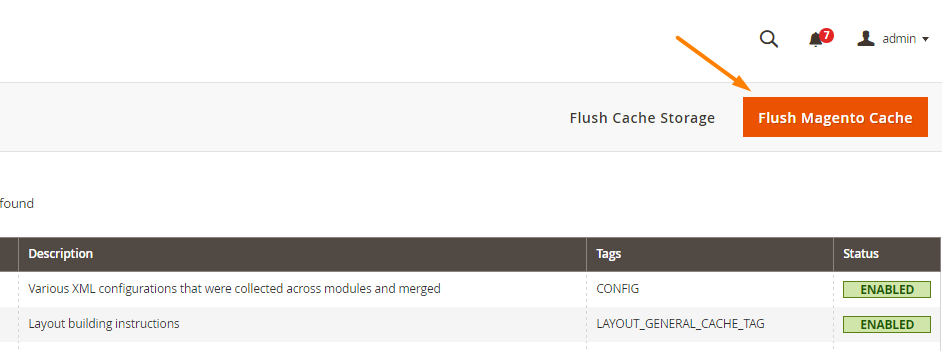 Flush Magento Cache