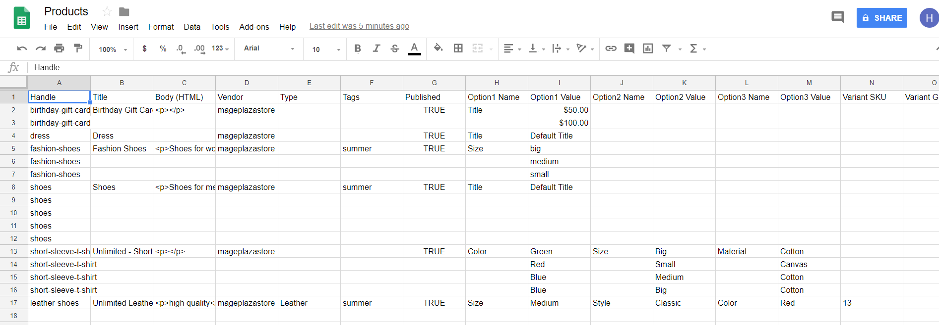 google sheets