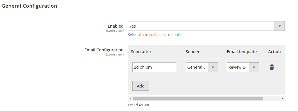 general configuration magento 2 review reminder extension