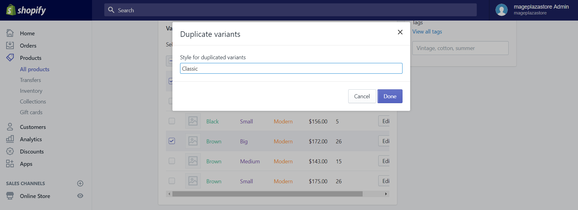 Variant values