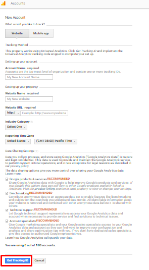 Create an Account on Google Analytics