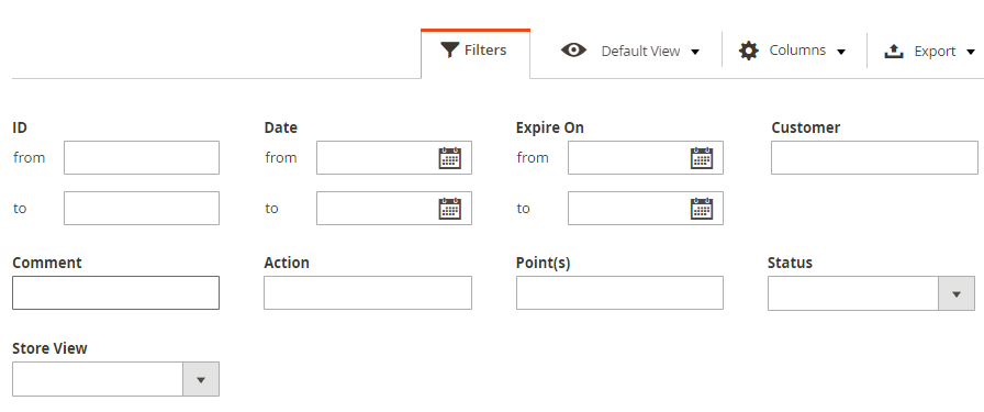 Transaction Poitns Management Filter