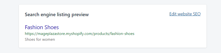 How to edit a search engine listing preview on Shopify