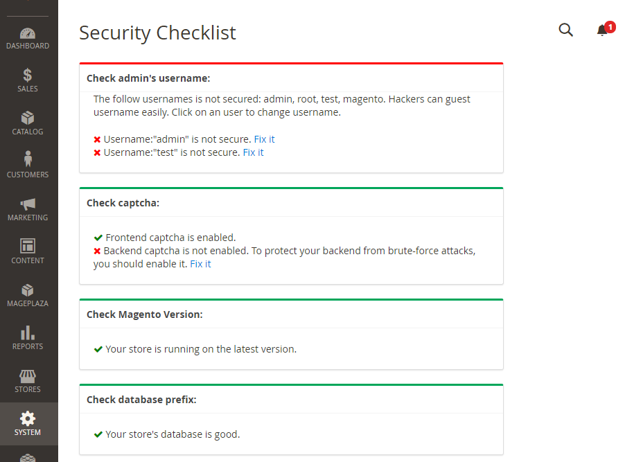 How Security Checklist function works