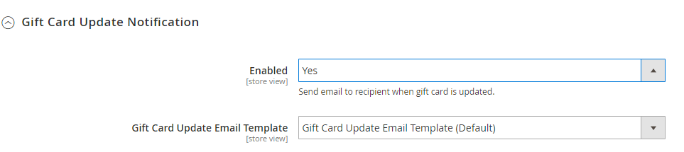 Magento 2 Gift Card Update Notification