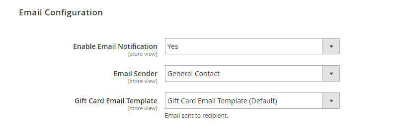 Email Notification for Gift Card