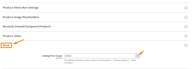 Set Catalog Price Scope on the under left