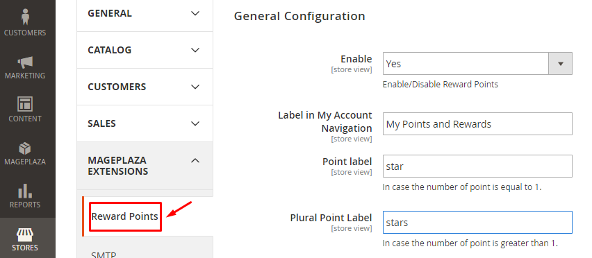 How to configure Reward Point Label