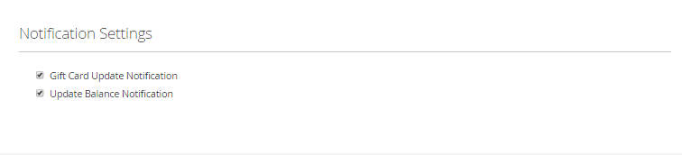 Notification settings Gift Card