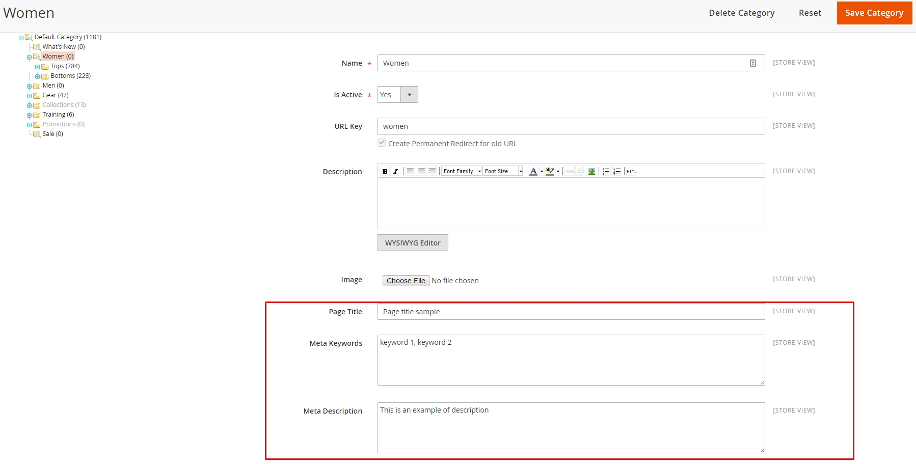 How to Configure SEO for category