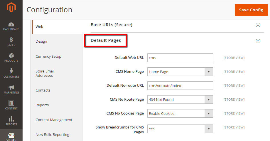 How to Configure the Default Page