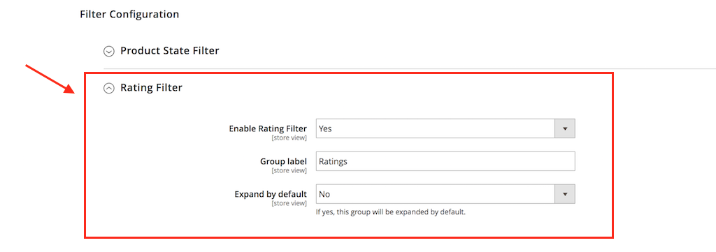 filter by rating config