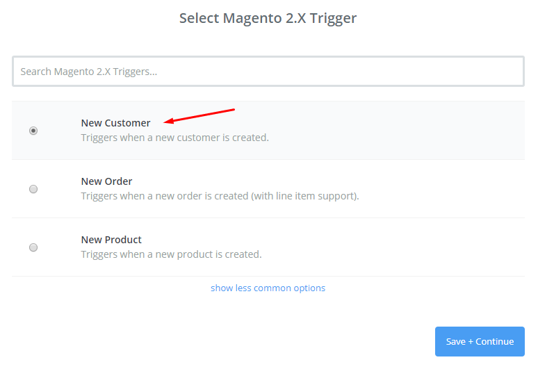 select Magento 2.x Trigger