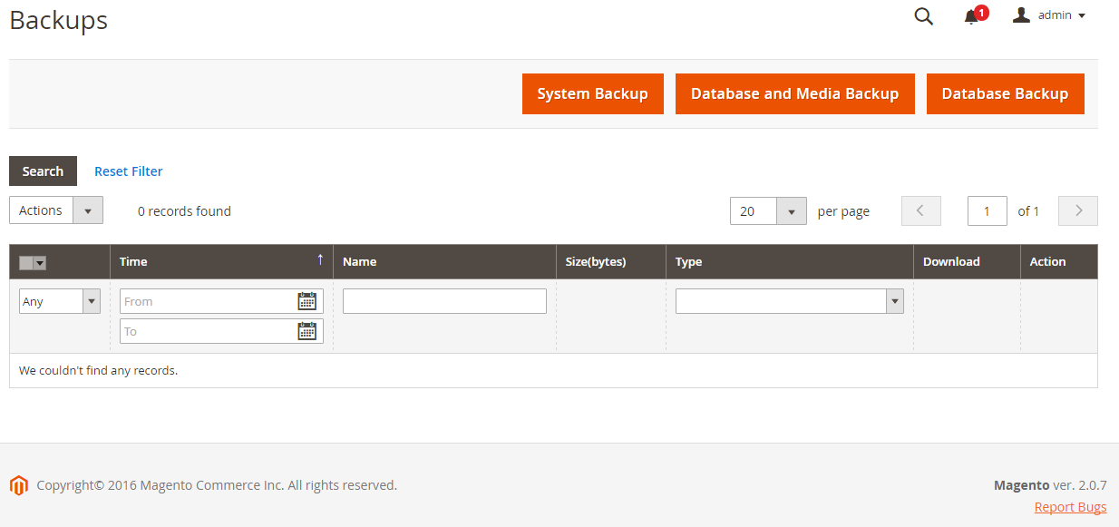 Backup your Magento store