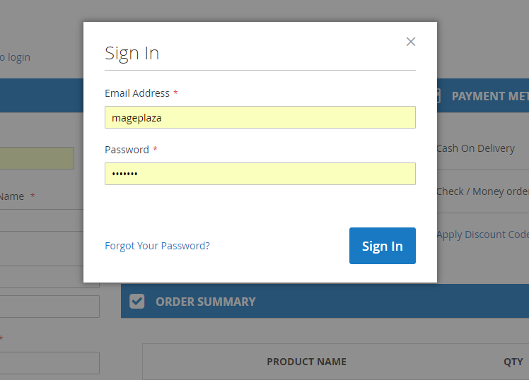 magento 2 checkout login