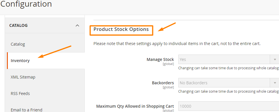 Product Stock Options