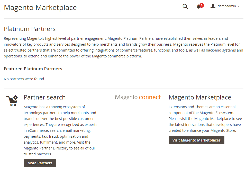 Magento 2 Demo查找合作伙伴和扩展程序