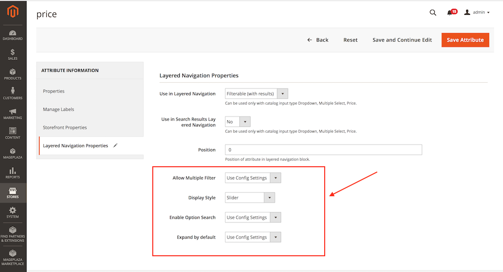 Layered Navigation price filter backend