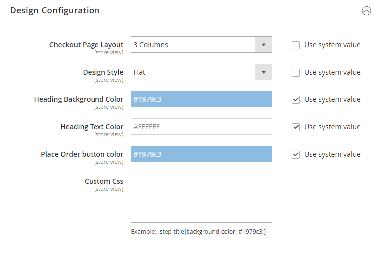 checkout design configuration