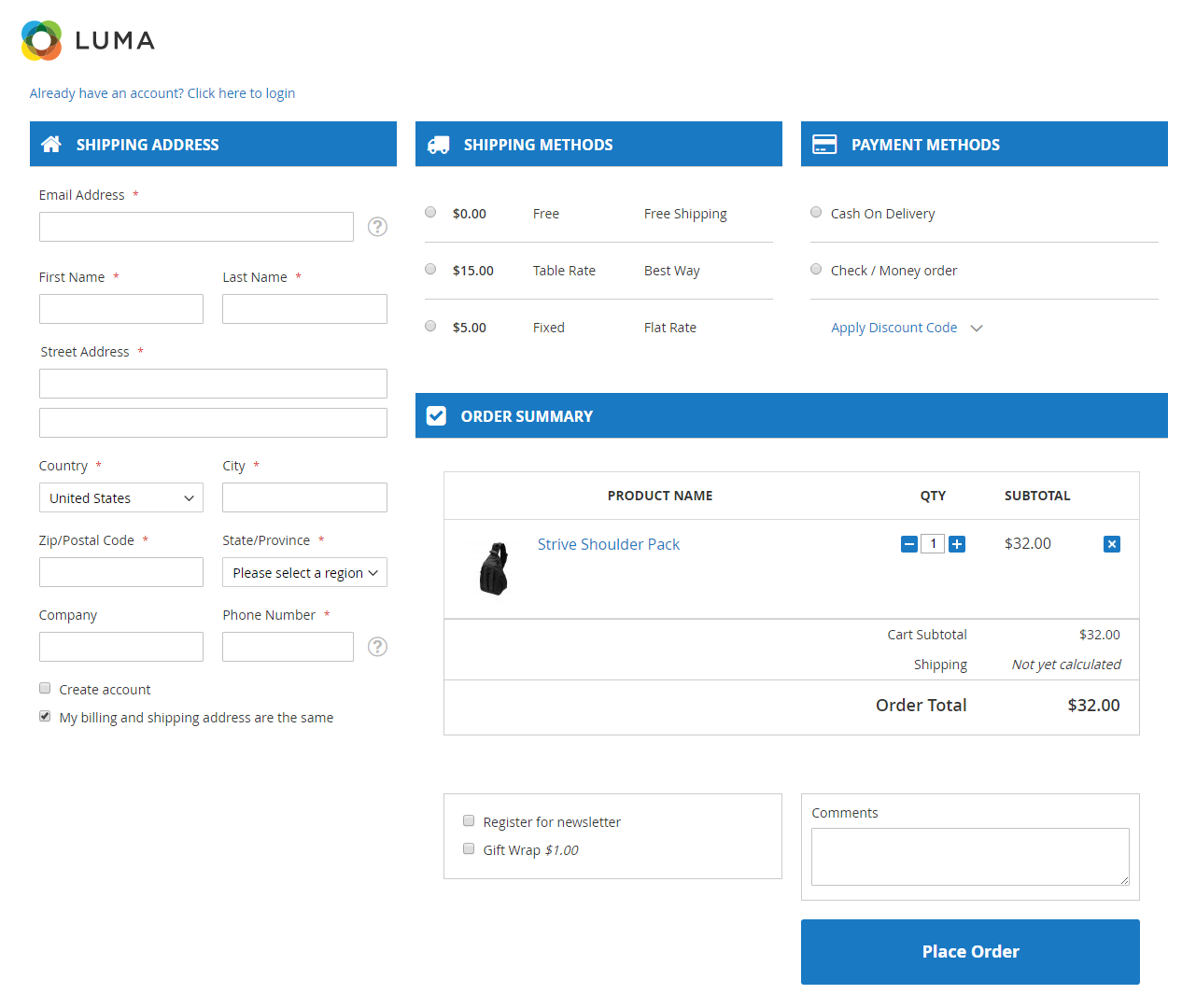 Optimized One-Page Checkout