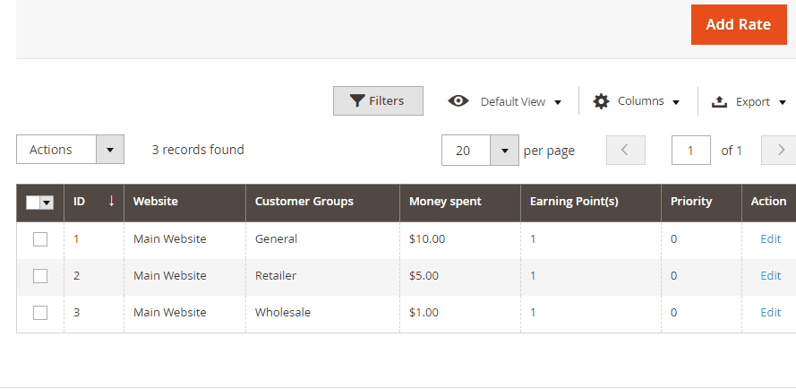 Edit earning rate