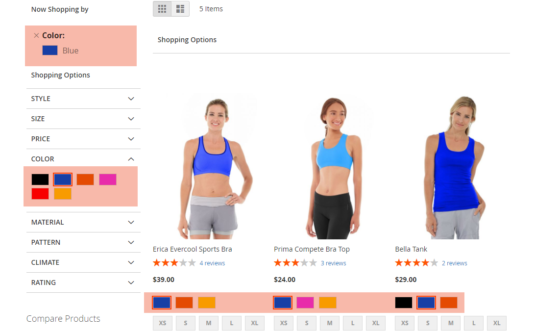 Magento 2 Layered Navigation color Swatches