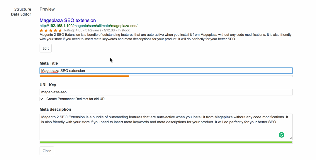 Config SEO: Structure data editor