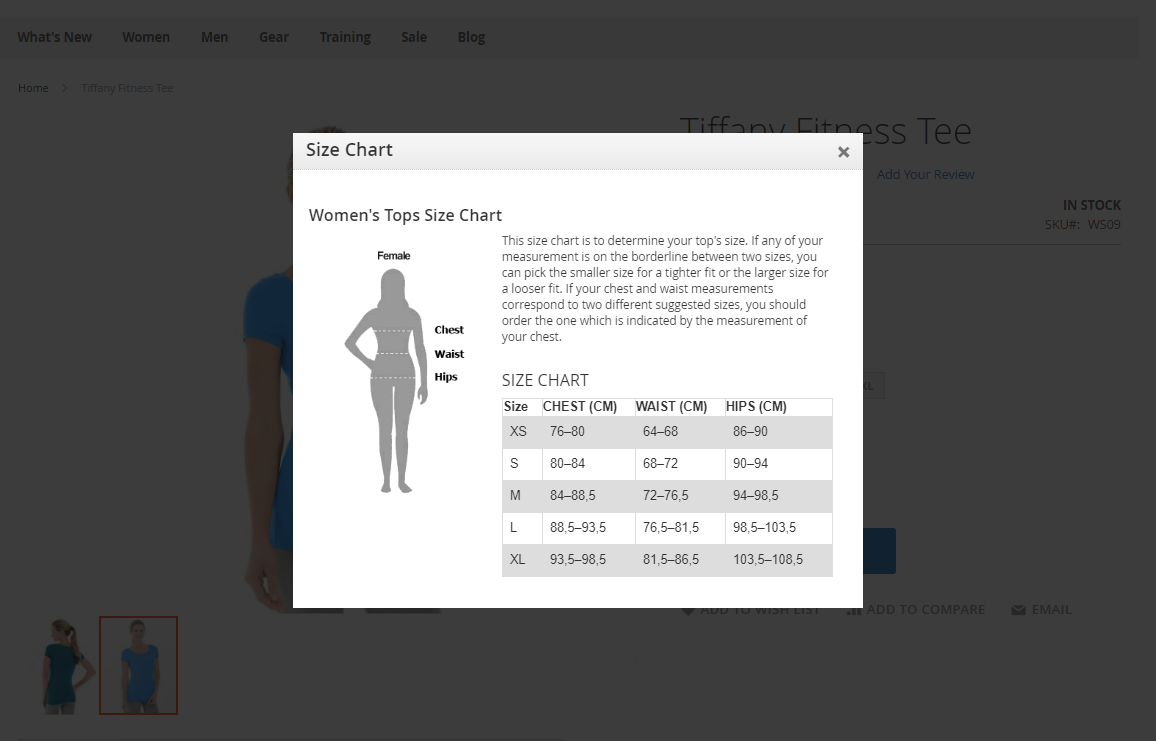 Size Chart Popup for Magento 2