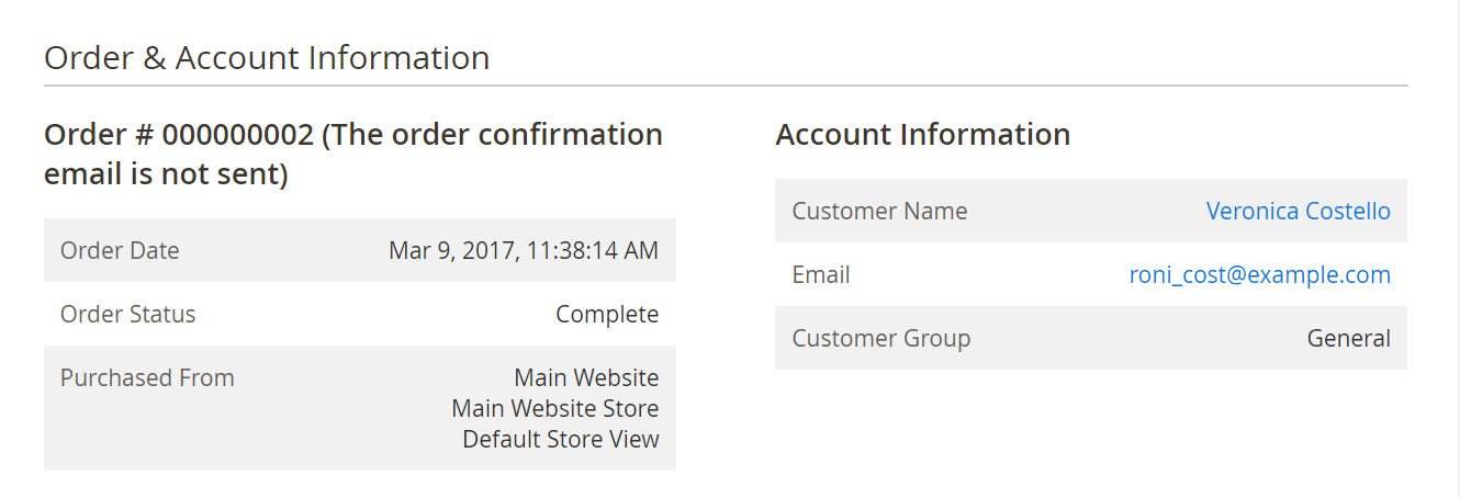 Order and Account Information