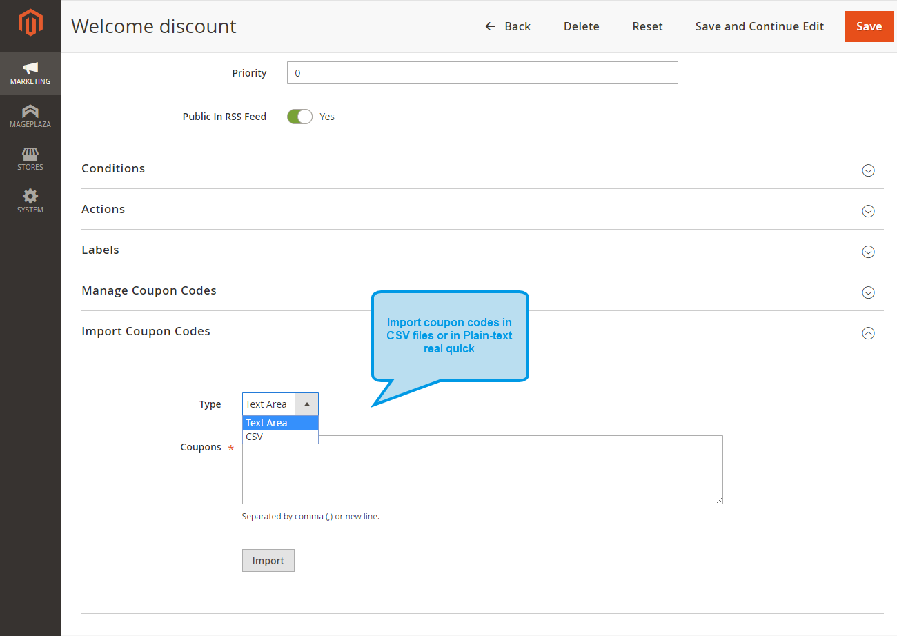 Magento 2 Import Coupon Codes