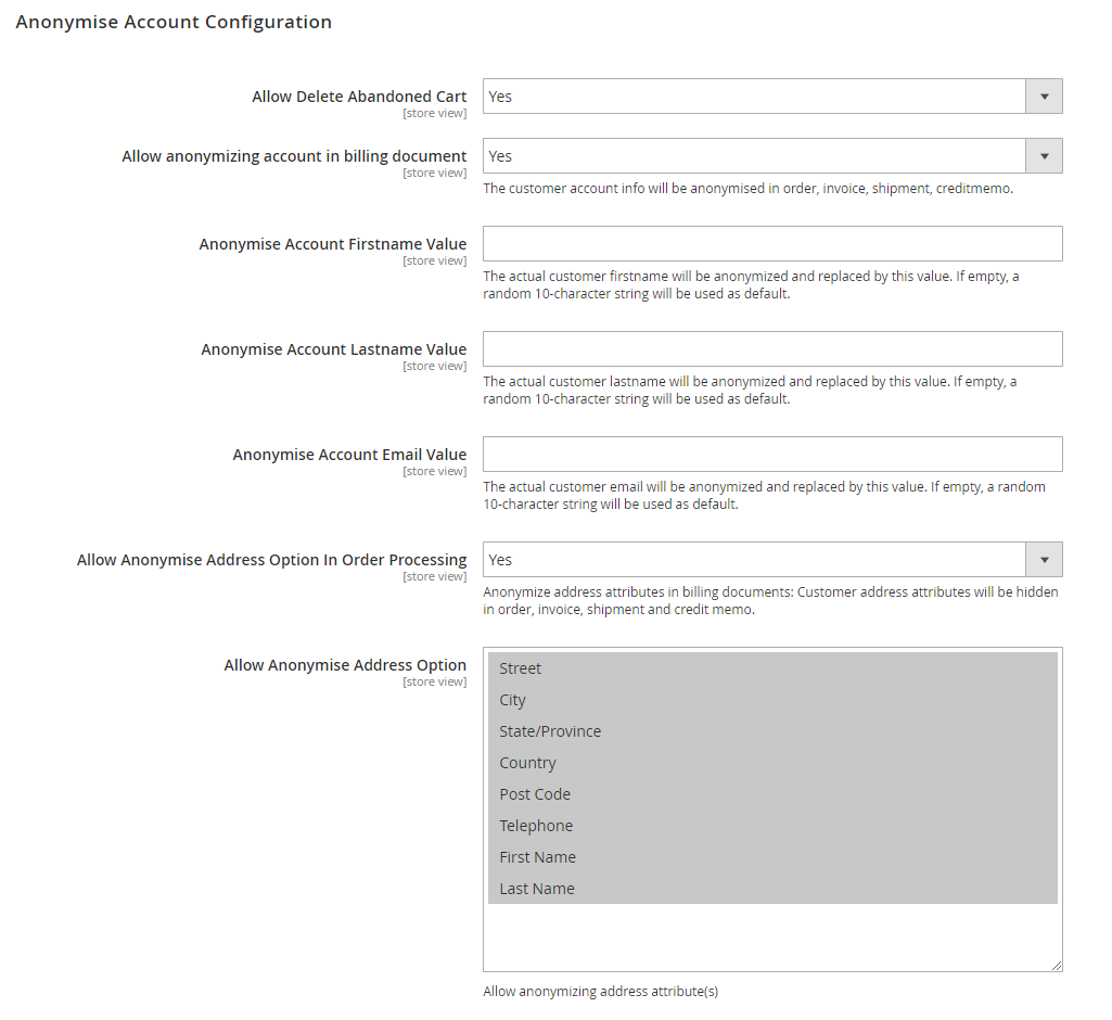 Backend configuration Managing billing documents 